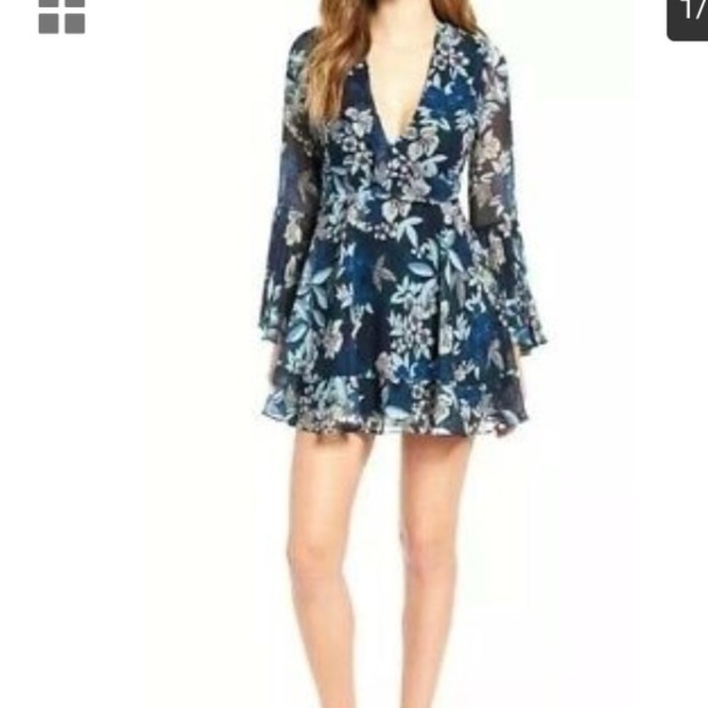 Keepsake The Label Bell Sleeve Floral Dress